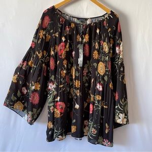 CHARLIE B Floral Plisse Top